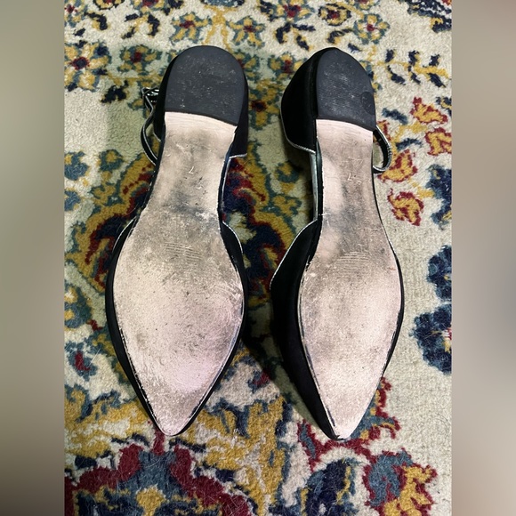 Black Cat Face Pointed Toe Flats with Ankle Strap - Picture 7 of 7